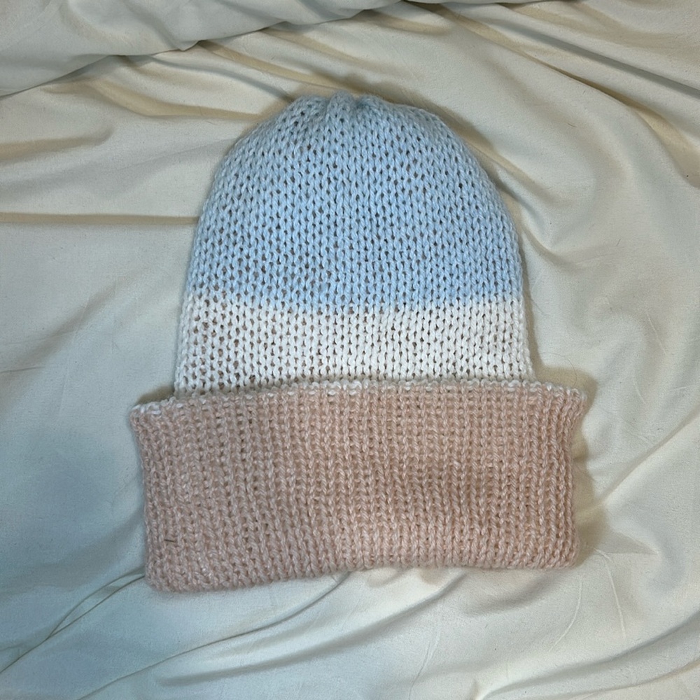 New, Handmade, Knitted, Multicolor, Reversible Beanie